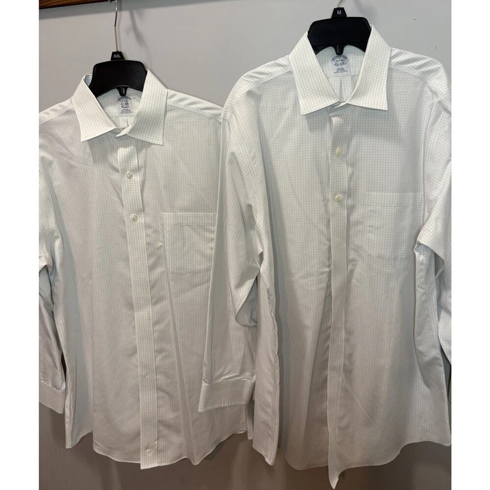 Lot of 2 Brooks Brothers 346 Men’s Medium 16.5/32 No-Iron Dress Shirts Supima